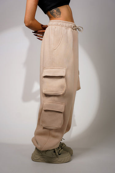 Milky Beige Seoul Cargo Tracks For Men And Women