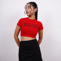 Chaos  - Burger Bae Round Neck Crop Baby Tee For Women