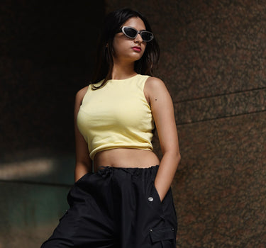 Basic : Burger Bae Bright Yellow Sleeveless Rachel Tank For Women