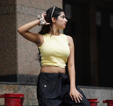 Basic : Burger Bae Bright Yellow Sleeveless Rachel Tank For Women