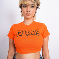Chaos  - Burger Bae Round Neck Crop Baby Tee For Women