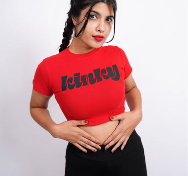 Kinky : Burger Bae Round Neck Crop Baby Tee For Women