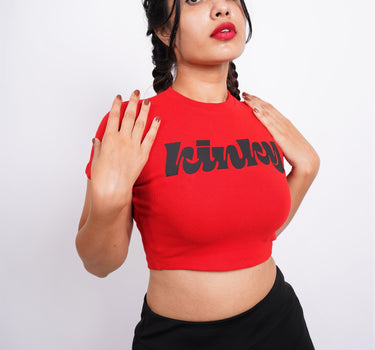 Kinky : Burger Bae Round Neck Crop Baby Tee For Women