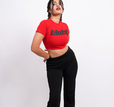 Kinky : Burger Bae Round Neck Crop Baby Tee For Women