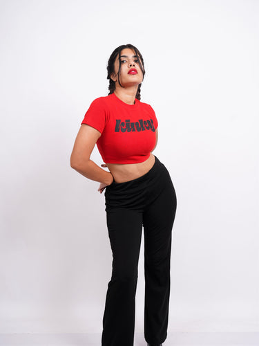 Kinky : Burger Bae Round Neck Crop Baby Tee For Women
