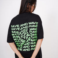 Rave & Wave (Green Glow) Drop-Sleeved Tee (T-shirt)