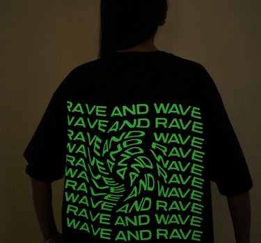 Rave & Wave (Green Glow) Drop:Sleeved Tee   For Men and Women