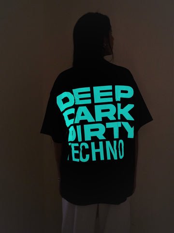 Deep Dark Dirty Techno - Glow In dark Drop Sleeved Unisex Tee