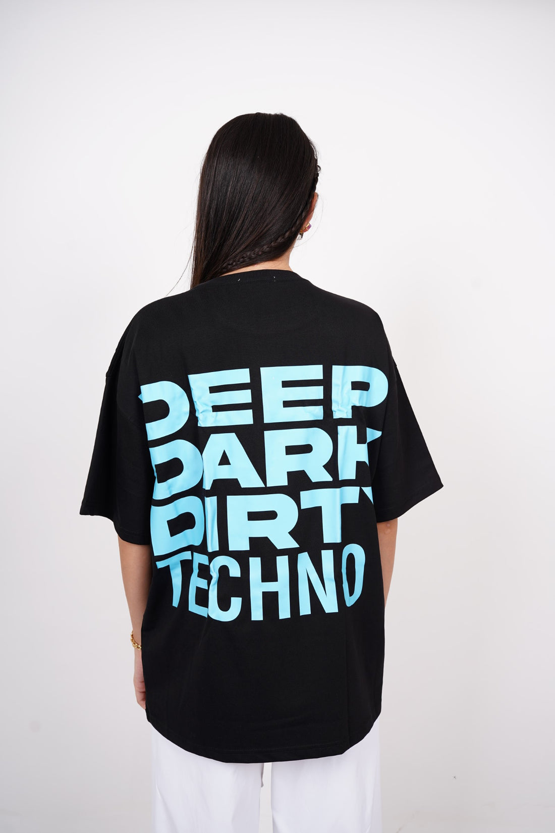 Deep Dark Dirty Techno - Blue Glow In dark Drop Sleeved  Tee For Men and Women