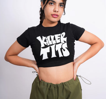 Killer T*ts : Burger Bae Round Neck Crop Baby Tee For Women