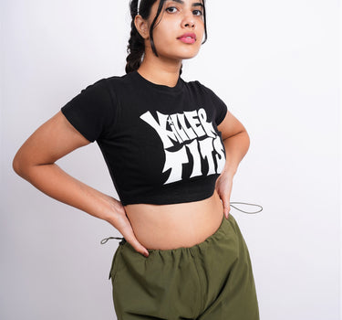 Killer T*ts : Burger Bae Round Neck Crop Baby Tee For Women