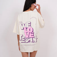 We Love Techno (Pink Glow) Drop-Sleeved Tee   For Men and Women