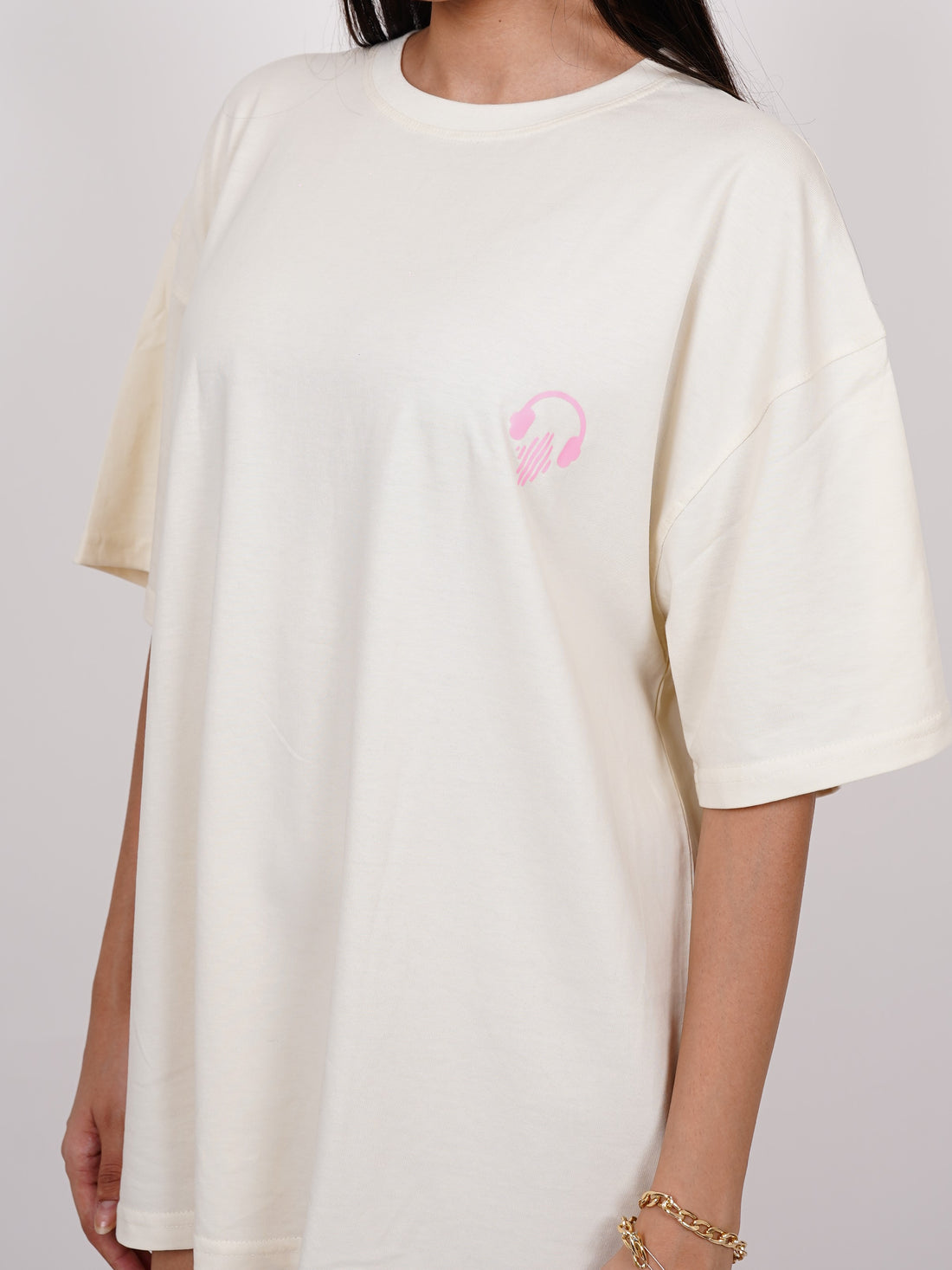 We Love Techno (Pink Glow) Drop-Sleeved Tee (T-shirt)
