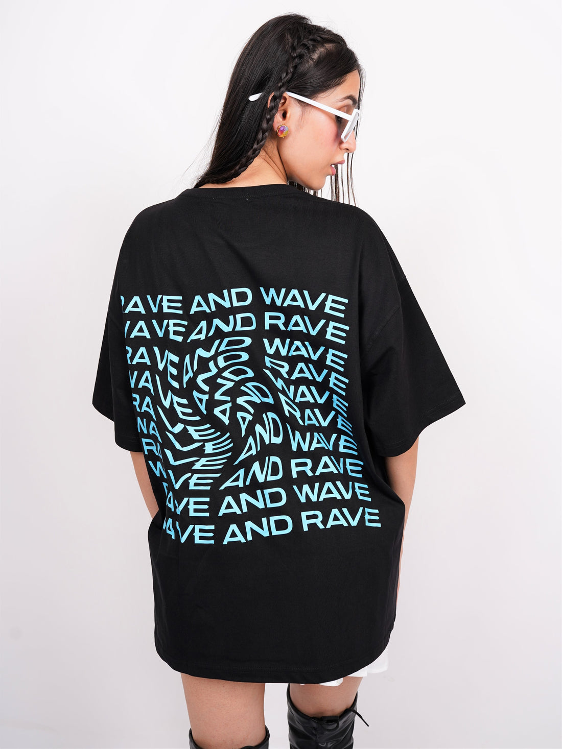 Rave & Wave (Blue Glow) Drop-Sleeved Tee (T-shirt)