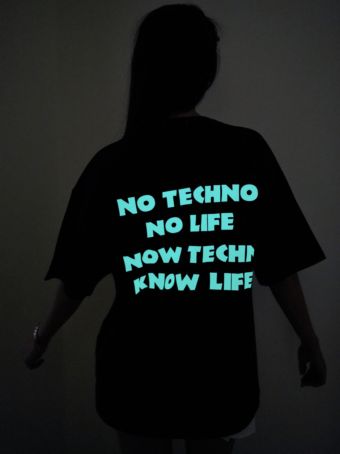 Know Techno Know Life - Glow In Dark Drop sleeved Tee (Blue Glow) For Men and Women