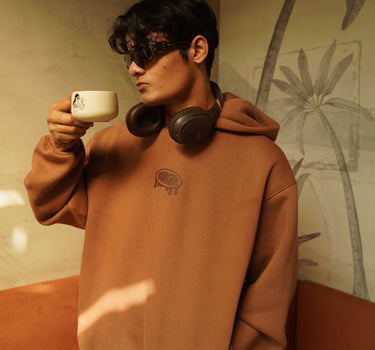 Mocha Mousse : Juicy Logo Heavyweight Baggy Hoodie For Men and Women