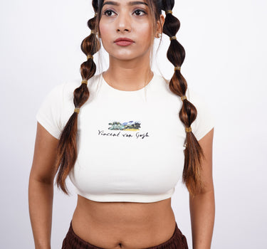 Van Gogh x Burger Brushstroke Cypresses baby tee For Women