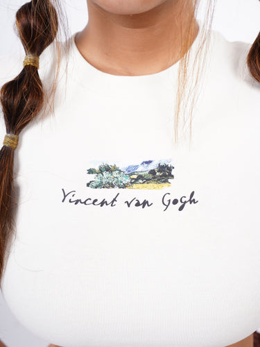 Van Gogh x Burger Brushstroke Cypresses baby tee For Women