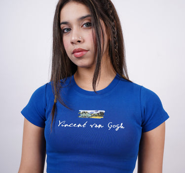 Van Gogh x Burger Brushstroke Cypresses baby tee For Women