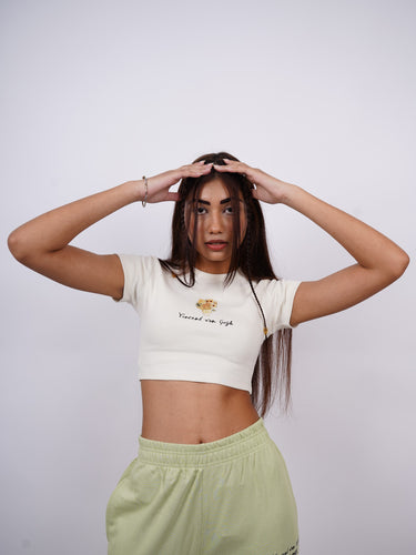 Van Gogh x Burger Sunflower Vase baby tee For Women