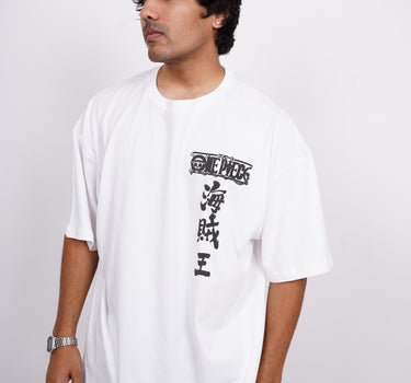 Monkey d. Luffy : White One Piece Drop Sleeved Tee For Men and Women