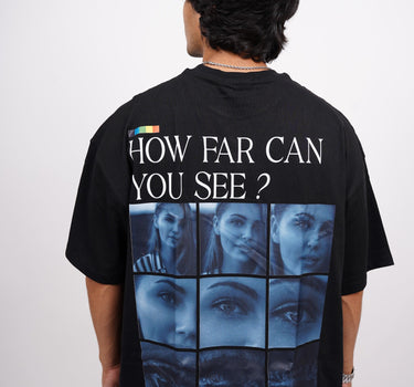 The how far can you see tee : Vision Drop Sleeved  tee   For Men and Women