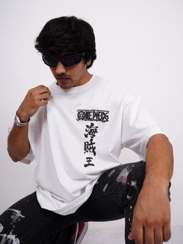 Monkey d. Luffy : White One Piece Drop Sleeved Tee For Men and Women
