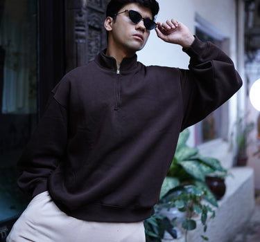 Half Zip Heavyweight baggy sweatshirt For Men And Women