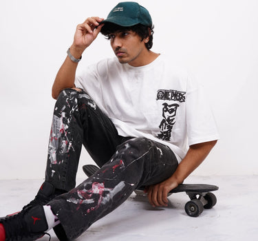 Roronoa zoro : One Piece White Drop Sleeved Tee For Men and Women