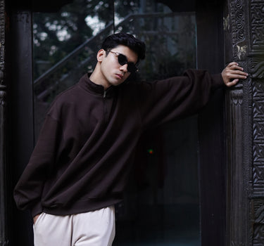 Half Zip Heavyweight baggy sweatshirt For Men And Women
