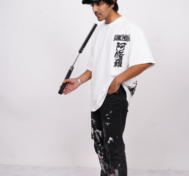 Roronoa zoro : One Piece White Drop Sleeved Tee For Men and Women