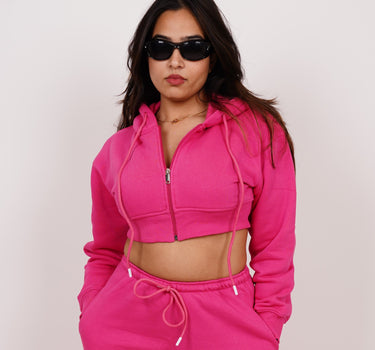 Bomber crop jacket with zip and cap For Women