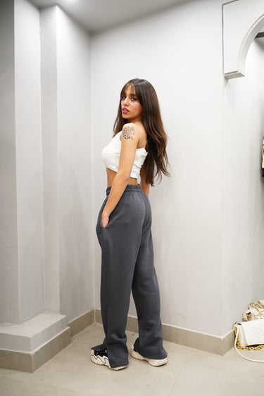 Berlin lounge side slit sweatpants (Dark Grey) for Men And Women