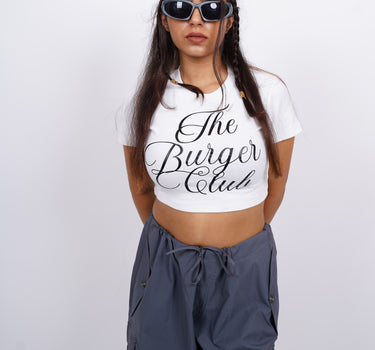 The Burger Club : Burger Bae Round Neck Crop Baby Tee For Women