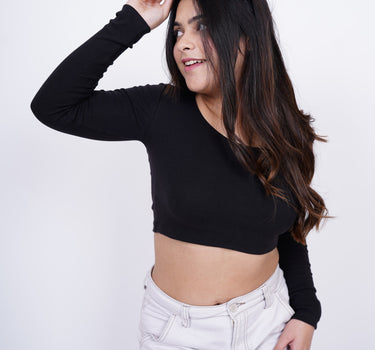 Full Sleeve Y2k Top (Black) For Women