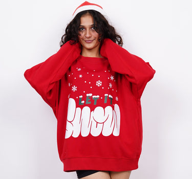Let It Snow : Heavyweight Baggy Christmas Sweatshirt For Men And Women