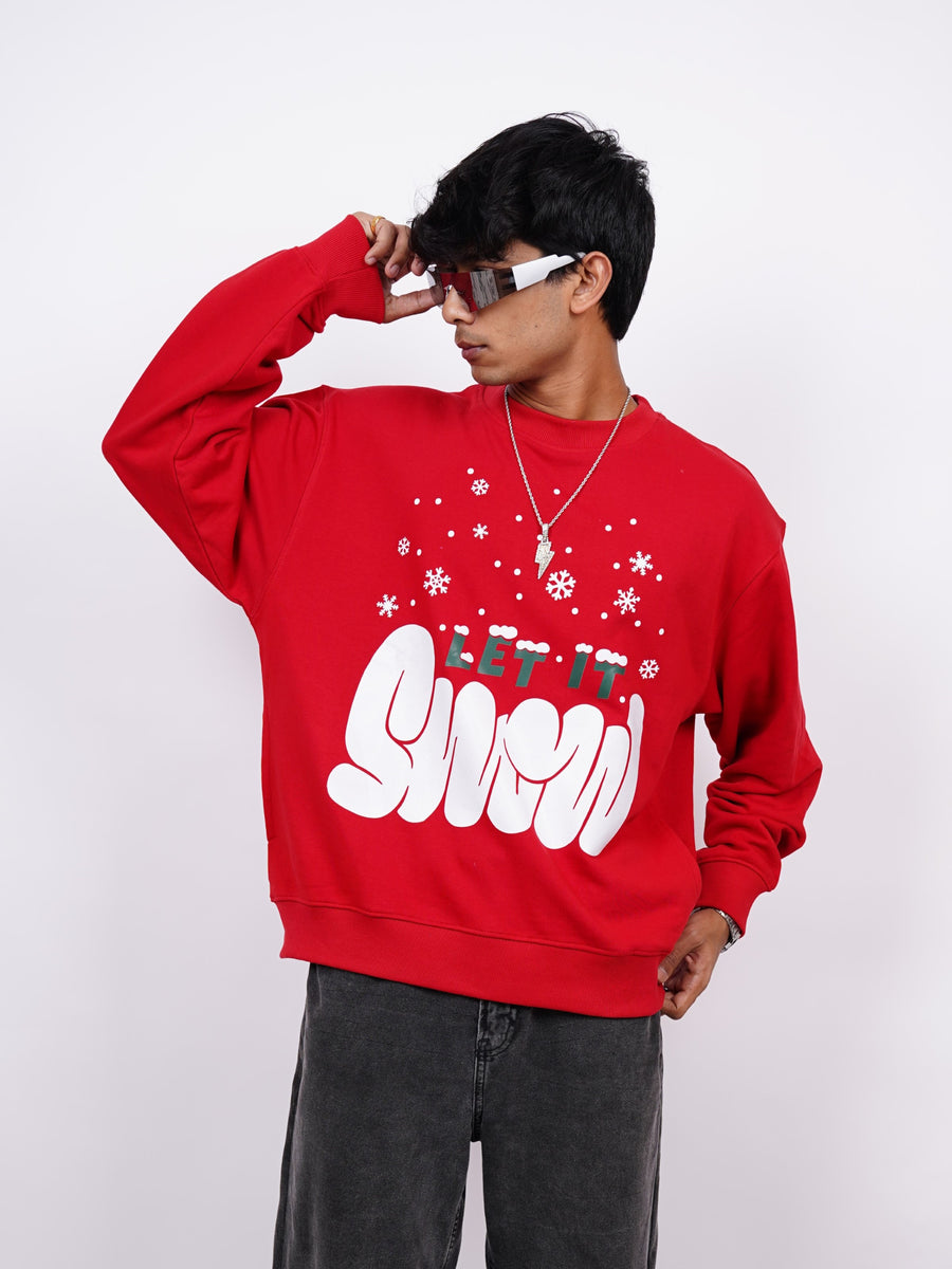 Let It Snow - Heavyweight Baggy Christmas Sweatshirt For Men And Women