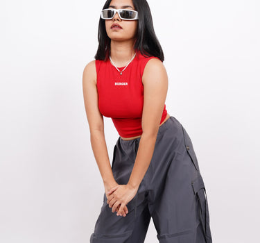 Minimal Burger Logo : Rachel Tank (Red) For Women