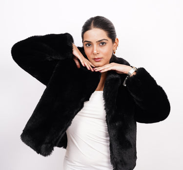 Carol faux fur cropped jacket