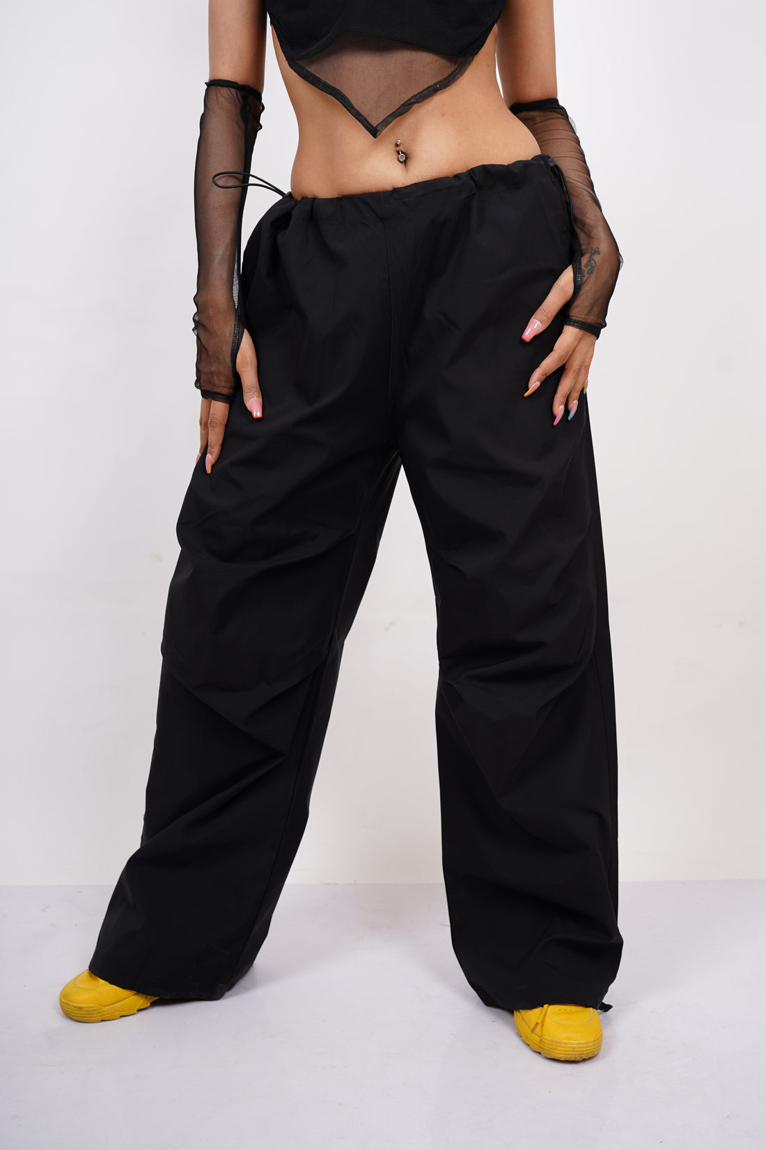 Burger Parachute Pants (Black) For Women