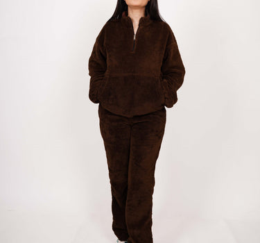 Teddy Co ord Set Coffee Brown For Women