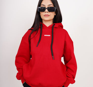 Red : Ye Burger Logo Heavyweight Baggy Hoodie For Men and Women
