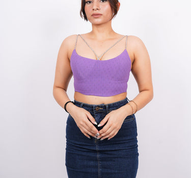 Rihanna Rhinestone:strap crop top