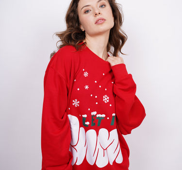Let It Snow : Heavyweight Baggy Christmas Sweatshirt For Men And Women