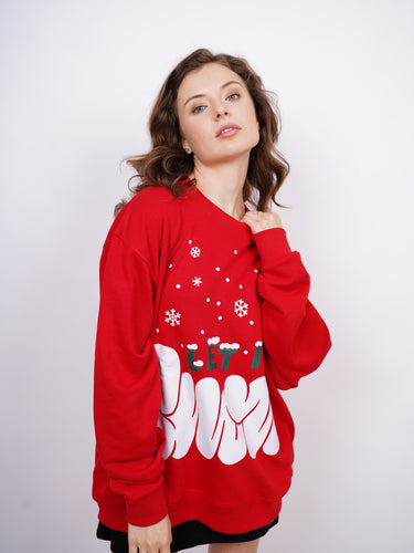 Let It Snow : Heavyweight Baggy Christmas Sweatshirt For Men And Women