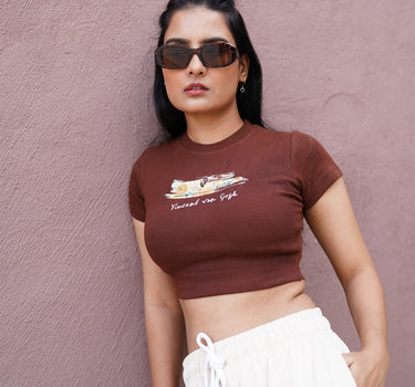 Van Gogh x Burger Brushstroke Sunflower baby tee For Women