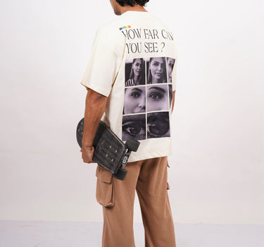 The how far can you see tee : Vision Drop Sleeved  tee   For Men and Women