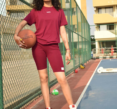 Burger Bae Regular Fit (Wine) Cycling Shorts For Women