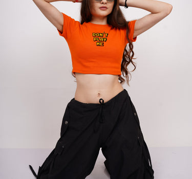Don't Play Me : Burger Bae Round Neck Crop Baby Tee For Women