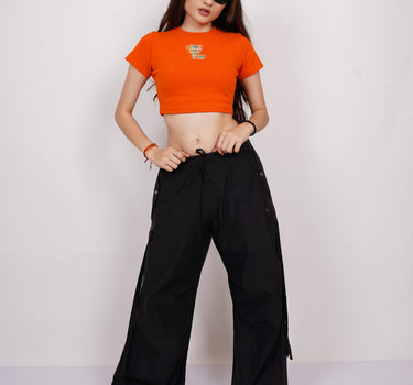 Do What Makes You Happy : Burger Bae Round Neck Crop Baby Tee For Women